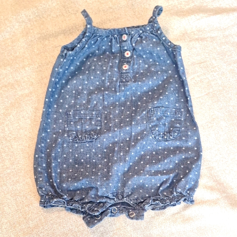 Carters star romper, 9 months,  Light Denim Blue